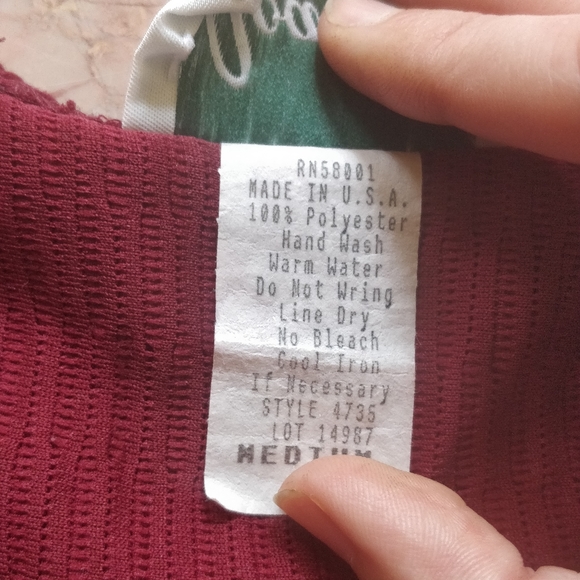 Joanna Vintage Crinkle Blouse Burgundy Red M - Picture 6 of 6